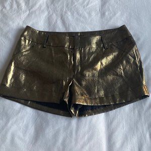BEBE - NWOT - Gold Foiled Shorts (Size: 8)
